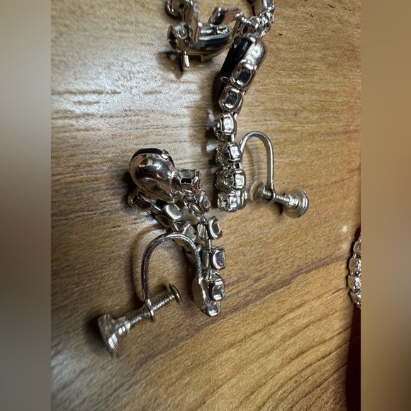 Vintage Silver tone Rhinestone 3 piece Set preowned - Picture 6 of 16